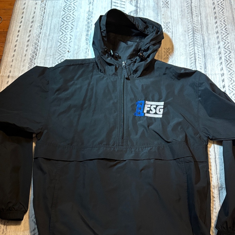 Champion Black Jacket with Blue Logo